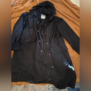 a new day Black Hooded Trench Coat